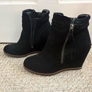 Crown Vintage Black Suede Wedge Boots